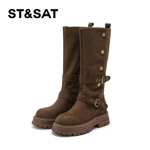 星期六复古金属扣带长筒靴SSD4117CG8 商品图7