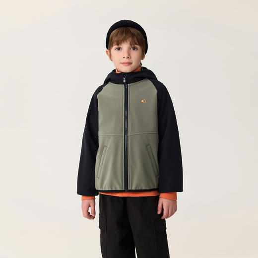 【无氟防泼水】马克珍妮男女童加绒防风软壳外套2025年秋冬新款551230 商品图1