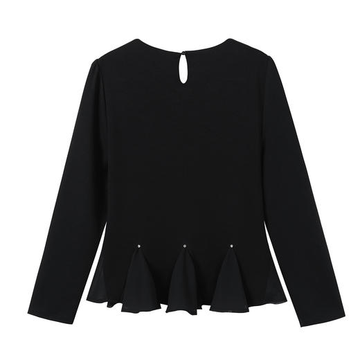 奢姿大码女装2025秋季减龄钉珠设计感T恤胖妹妹时尚简约拼接上衣9953253809 商品图1