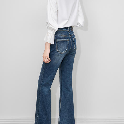 「高货wl」全新升级【铂金会员257/天猫349/差价92】(04109)洛诗琳重工烫钻亮片加绒牛仔裤2025秋冬高腰显瘦微喇裤 商品图1