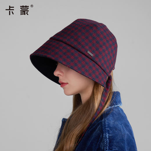 卡蒙格纹系带法师复古后开口冬帽KM-5305 商品图2