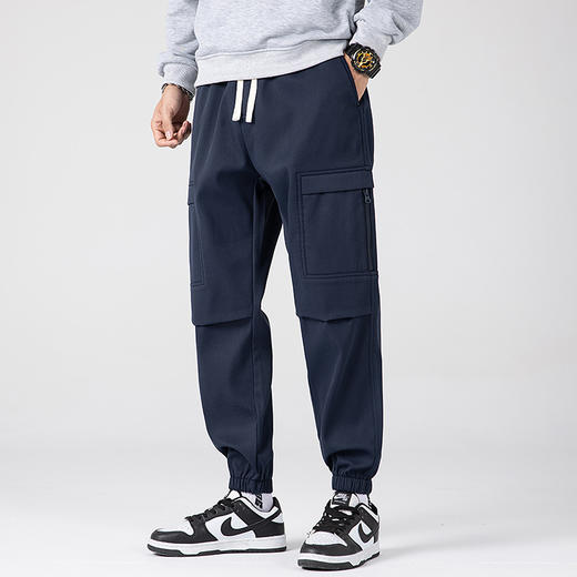 【加绒保暖】罗蒙男士冬季加绒休闲裤工装版型束脚设计腰部抽绳侧边大口袋时尚百搭长裤子 商品图4