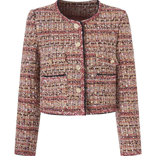 「高货wl」全新升级【铂金会员395/天猫529/差价134】(04437)洛诗琳法式名媛小香风外套2025秋冬编织粗花呢短款外套 商品图2