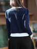 TYNVIE 撞色荷叶边珍珠纽扣开襟针织衫- 深蓝色 商品缩略图9