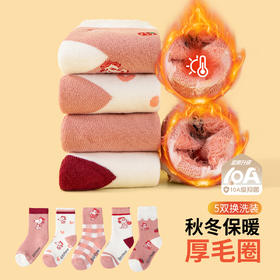 【清仓捡漏】【5双装】【10A抑菌加厚全毛圈袜】【史努比】女童中长款袜子组合装