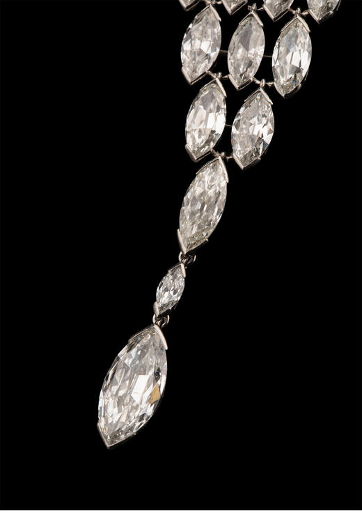 独角鹿西洋古董 1930年代法国出品装饰艺术风格铂金镶嵌钻石流苏珠帘造型胸针 商品图5