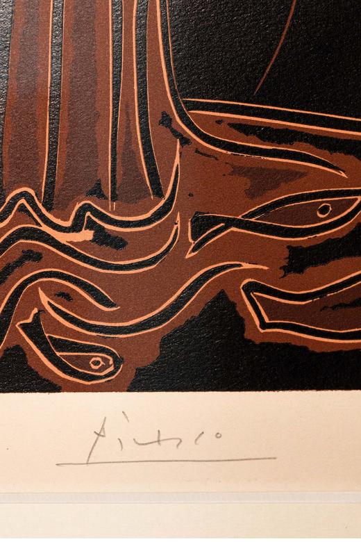 独角鹿西洋古董 1963年西班牙艺术家签名创作出品限量麻胶版画 商品图6