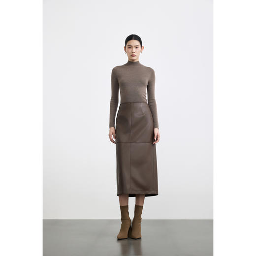 商场同款PURE TOUCH女装 25秋冬新款PU革H型半裙哑光时髦高腰长裙 商品图7