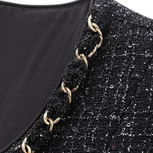 「高货wl」全新升级【铂金会员358/天猫479/差价121】(04237)洛诗琳2025秋冬暗黑法式小香风亮片粗花呢无袖收腰连衣裙 商品图3