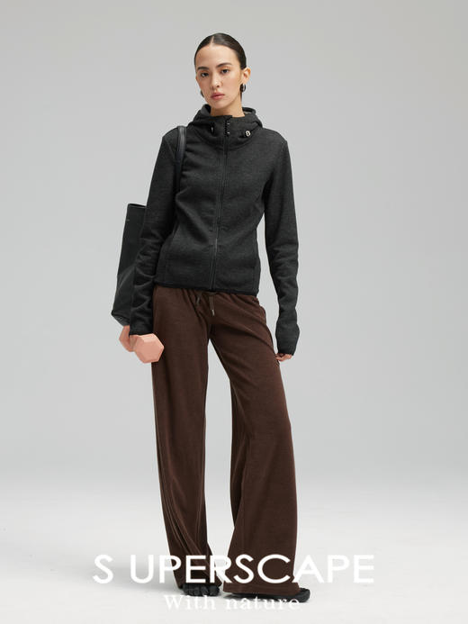 素舶 垂感暖绒毛巾裤 双腰头松弛感抽绳直筒卫裤休闲糯米裤 商品图3