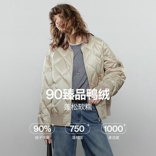 TOYOUTH初语美式复古机车羽绒服女秋冬新款白鸭绒棒球服外套 商品图3