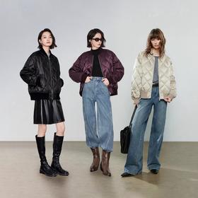TOYOUTH初语美式复古机车羽绒服女秋冬新款白鸭绒棒球服外套