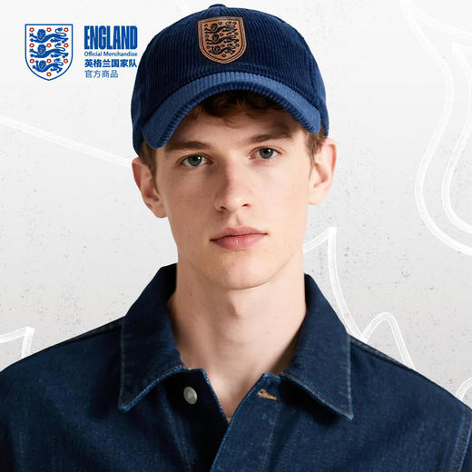 【官方正版】英格兰国 家队 | 深蓝色休闲棒球帽灯芯绒百搭帽子 商品图0