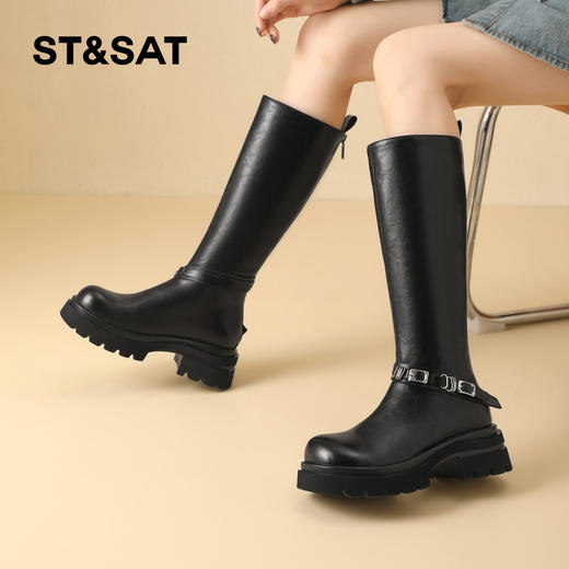 星期六都市甜酷百搭厚底长筒骑士靴SSD4117T3F 商品图2