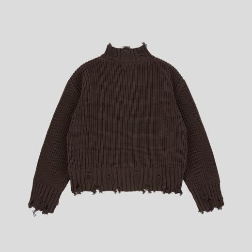 GOODBAI 916 logo贴布小高领做旧破坏拉链针织外套 商品图4