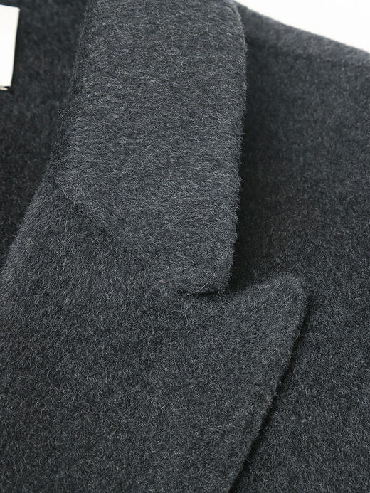 深灰色双排扣毛呢西装外套 复古风宽松显瘦中长款大衣 秋冬高级感气质女装上衣 商品图2