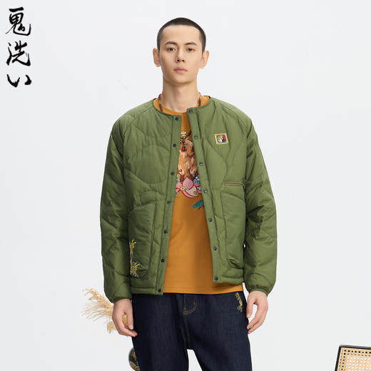 ONIARAI/鬼洗25秋冬泥棒蓝鲤鱼刺绣葫芦线内胆式羽绒服男 N340245 商品图1