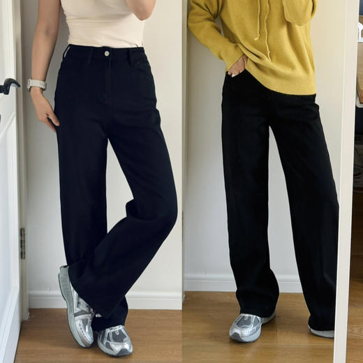 25秋冬--长腿磨毛直筒四面弹高腰牛仔裤【包邮+三天无理由退换】 商品图7