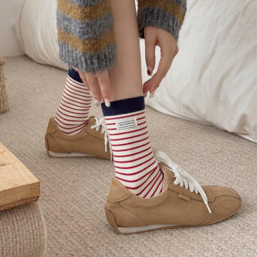 绒绒暖阳条纹布标暖绒袜袜子-纪念日百货门店同款167596504 商品图1