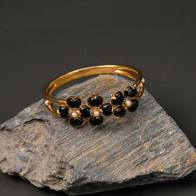 北京仓｜Goossens Paris-TREFLE-四叶草 黑色玛瑙 手镯［法国设计师］