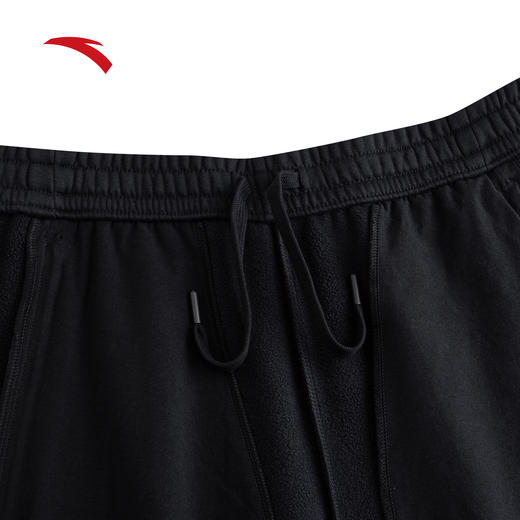 安踏加绒保暖针织运动长裤男冬季新款黑色跑步直筒卫裤152547324N 商品图4