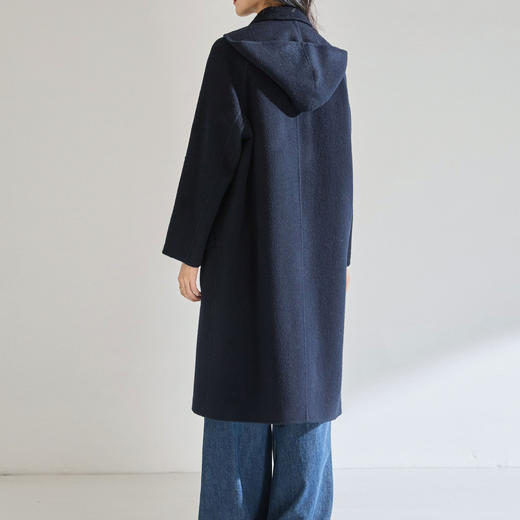 「高货sh」全新升级【铂金会员809/天猫1089/差价280】(00521)洛诗琳可脱卸连帽双面呢大衣2025秋冬中长款两穿羊毛外套 商品图4