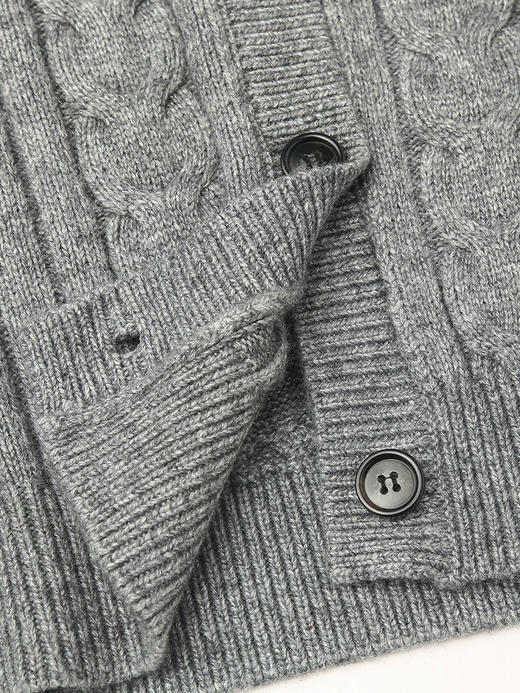 灰色复古菱格纹针织马甲 单排扣无袖开衫 秋冬学院风百搭显瘦毛衣背心女 商品图4