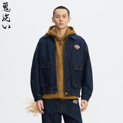 ONIARAI/鬼洗25秋冬新泥棒蓝敦煌藻井绣花宽松牛仔夹克男 N340239 商品图0
