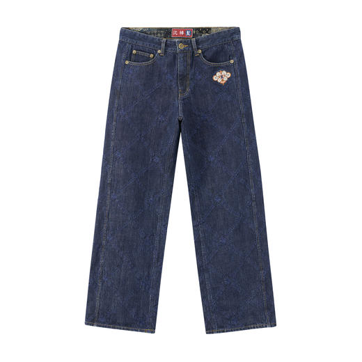 ONIARAI/鬼洗25秋冬泥棒蓝敦煌满绣复古宽松牛仔裤男式 25N4410 商品图3