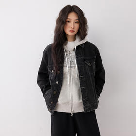 COCO ZONE 秋季高级感翻领牛仔外套简约长袖上衣CC1C1916