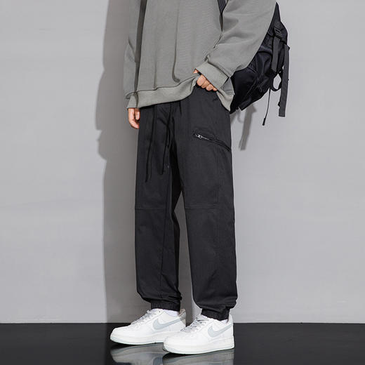 【加绒款】罗蒙秋冬款男士休闲裤束脚设计侧边隐形袋子拉链款式腰部抽绳设计舒适百搭长裤子 商品图9