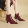 【预售5天】超软细皱漆皮轻时尚秋冬尖头细跟中跟短筒时装靴YS&0622 商品缩略图1