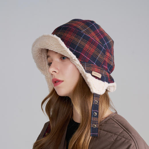 卡蒙绵羊毛格纹时尚保暖帽KM-5274 商品图1