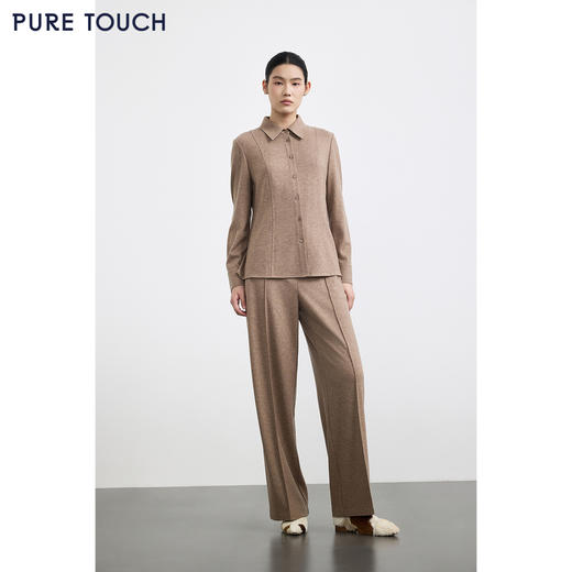 商场同款PURE TOUCH女装25秋冬新款羊毛混纺长袖衬衫厚款翻领衬衣 商品图3