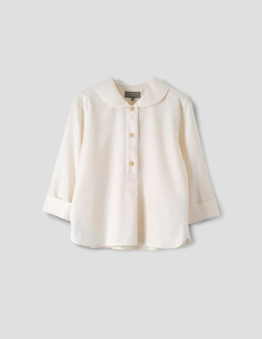 Margaret Howell 25AW 米白色意大利羊绒棉花瓣领长袖衬衫 商品图3