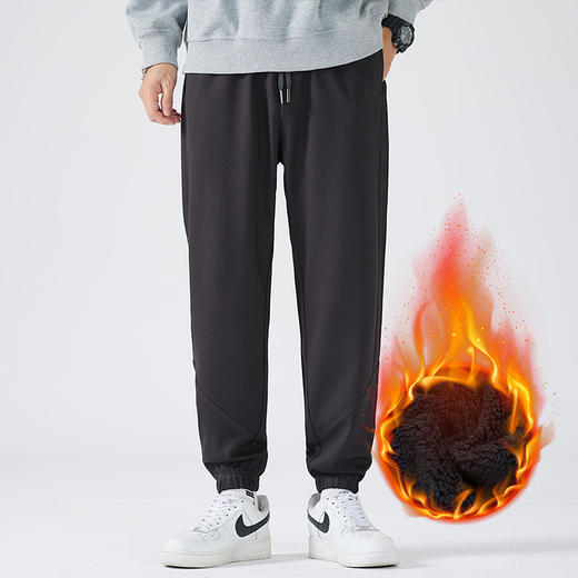 【加绒保暖】罗蒙秋冬款男士休闲裤束脚设计直筒显瘦腰部抽绳宽松百搭时尚长裤卫裤 商品图1