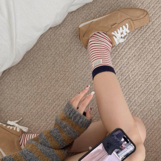 绒绒暖阳条纹布标暖绒袜袜子-纪念日百货门店同款167596504 商品图4