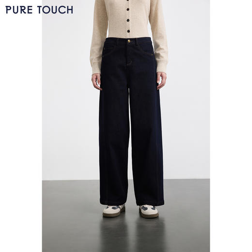 商场同款PURE TOUCH女装25秋冬新款棉混纺牛仔裤高腰直筒休闲长裤 商品图0