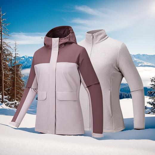 安踏抓绒内胆三合一外套女2025冬季新款夹克上衣两件套162547601 商品图0