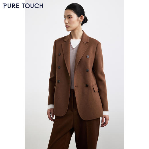 商场同款PURE TOUCH女装25秋冬新款双面呢西装丝毛混纺收腰短外套 商品图0
