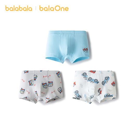 【balaOne】巴拉巴拉宝宝内裤平角纯棉儿童四角短裤男柔软三条装 商品图4