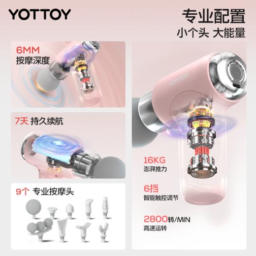 YOTTOY筋膜枪女生mini多功能改装头肌肉按摩器健身迷你颈膜按摩枪 商品图2