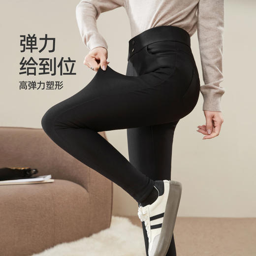 【一条过冬！小羊羔打底裤】逸阳冬新品外穿加绒小脚保暖修身弹力铅笔裤7002 商品图5