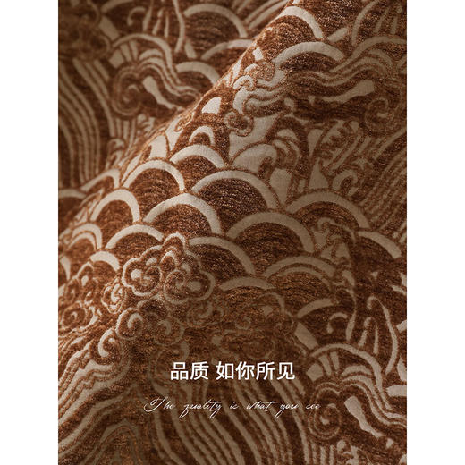 COCOBELLA新中式祥云纹植绒提花棉服女秋冬大翻领外套MF3238 商品图4