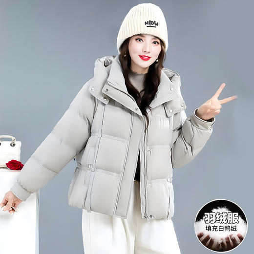 QYM 25XYY10-B中长款连帽羽绒服保暖休闲外套 商品图2