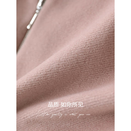 COCOBELLA气质粉毛呢外套女2025新款无领休闲呢子大衣WL3220 商品图4