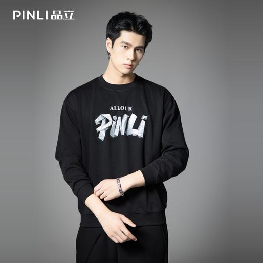 PINLI品立2025秋季新款男士宽松圆领字母印花套头卫衣长袖上衣潮BG253109011 商品图2