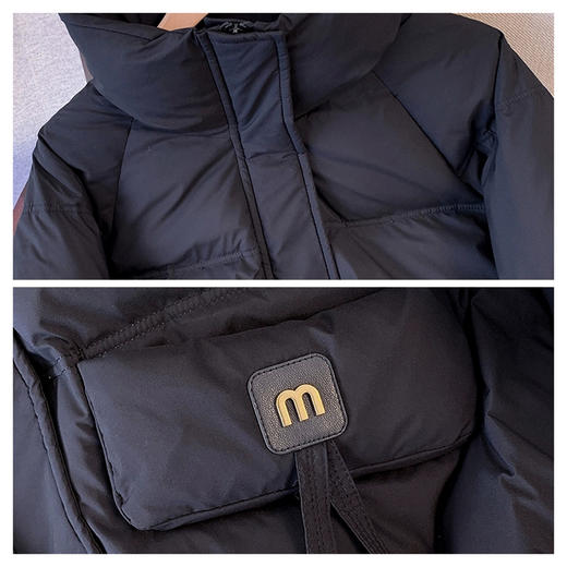 半身缘女装 冬季流苏袋盖小立领下摆可调节抽绳羽绒服254113P01740163 商品图5