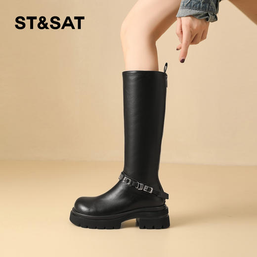 星期六都市甜酷百搭厚底长筒骑士靴SSD4117T3F 商品图4