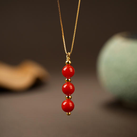 【敦煌南红玛瑙糖葫芦项链】敦煌福泽天然红玛瑙串珠项链女 本命年爆款糖葫芦毛衣链高级感 商品图6
